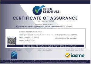 Hague Fasteners Cyber Essentials Certificate